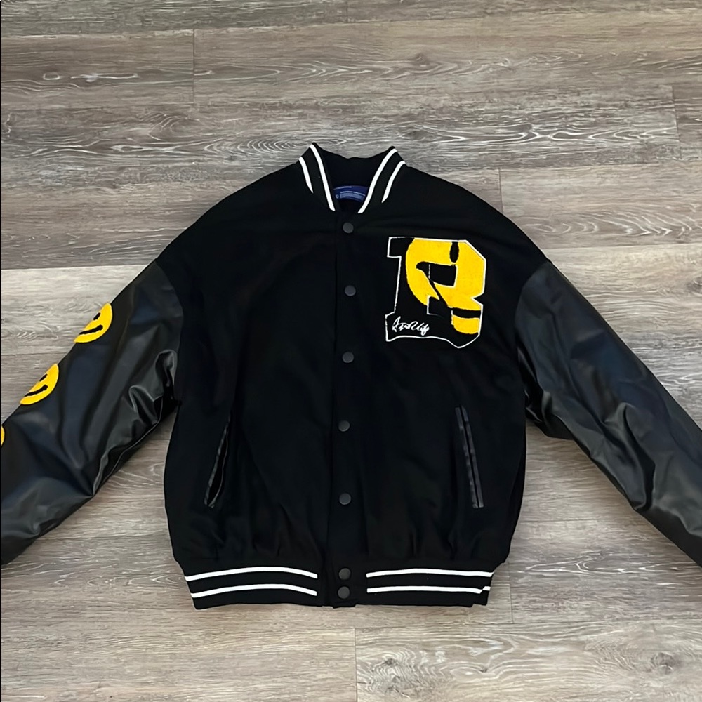 A$ap Rocky Black Awge Smiley Kapital Acid Varsity Jacket Size Medium